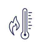 Dessin d'un thermomètre / thermostat et d'une flamme qui représente le métier de chauffagiste.