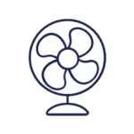 Dessin d'un ventilateur qui représente les métiers du froid (climaticien, frigoriste, professionnel de la VMC).