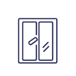 Dessin d'une porte fenêtre vitrée qui représente le métier de vitrier.