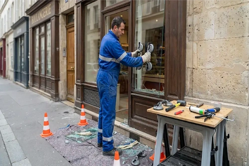 Intervention de remplacement de vitrage par le vitrier Compagnons du Bâtiment